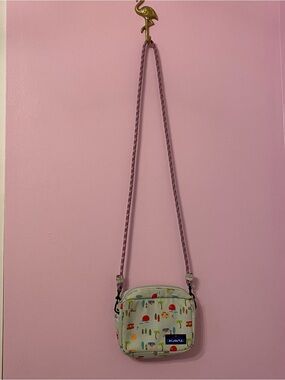 Kavu Nootka Crossbody Bag in beach camper palm trees surfboard print